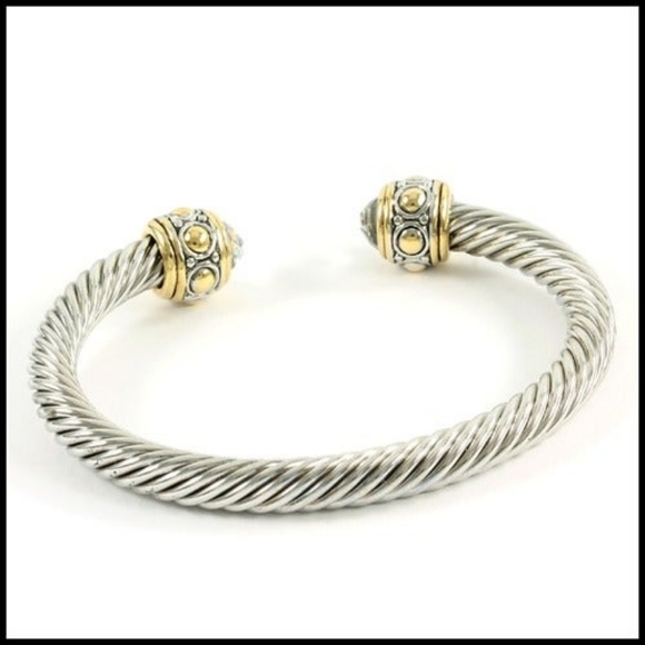 White & Yellow Gold Overlay 3.14 White Sapphire - Picture 2 of 13